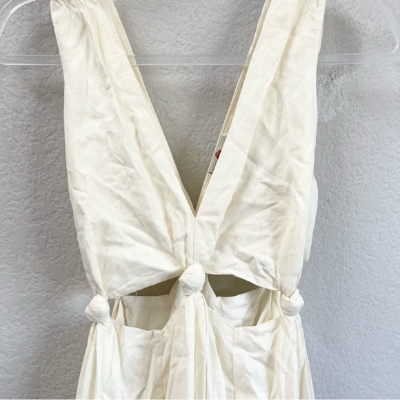 Farm Rio Knotted Cut Out Linen Midi Dress Size XS - Picture 3 of 5
